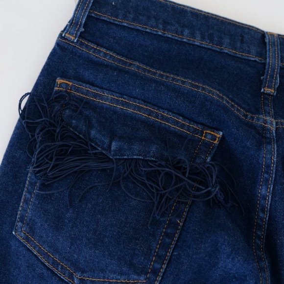 Levi's Wedgie Straight Leg High Rise Western Fringe Pocket Jeans - Picture 15 of 15